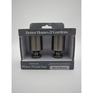 Better Homes‎ & Gardens Flare Finial Set - Mix & Match - Pewter Rod Ends - NEW